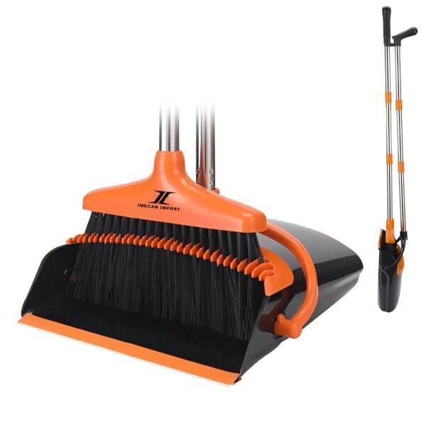 Broom and Dustpan Set | Upright Stand Up Sweeper with Long Handle